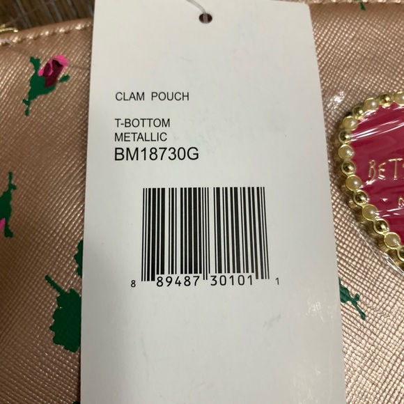 Betsey Johnson rose gold rosebuds print clam pouch bag - Picture 12 of 17